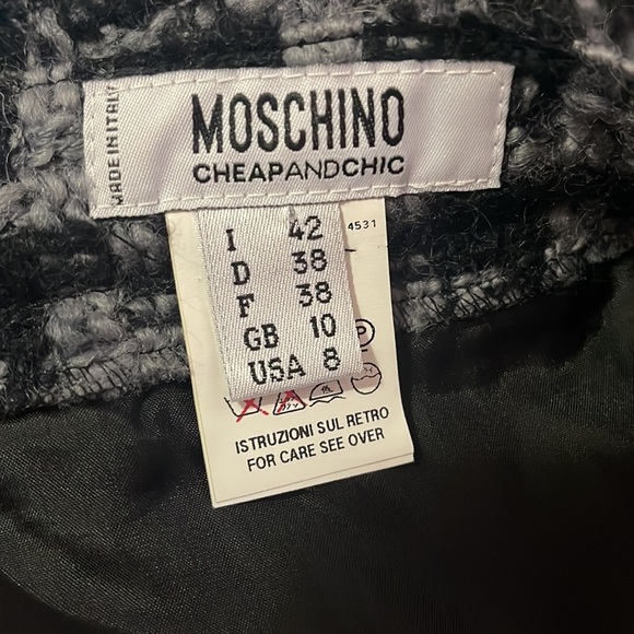 Moschino Cheap Chic Gray Black Wool Tweed Houndstooth Trumpet Skirt - Picture 8 of 10